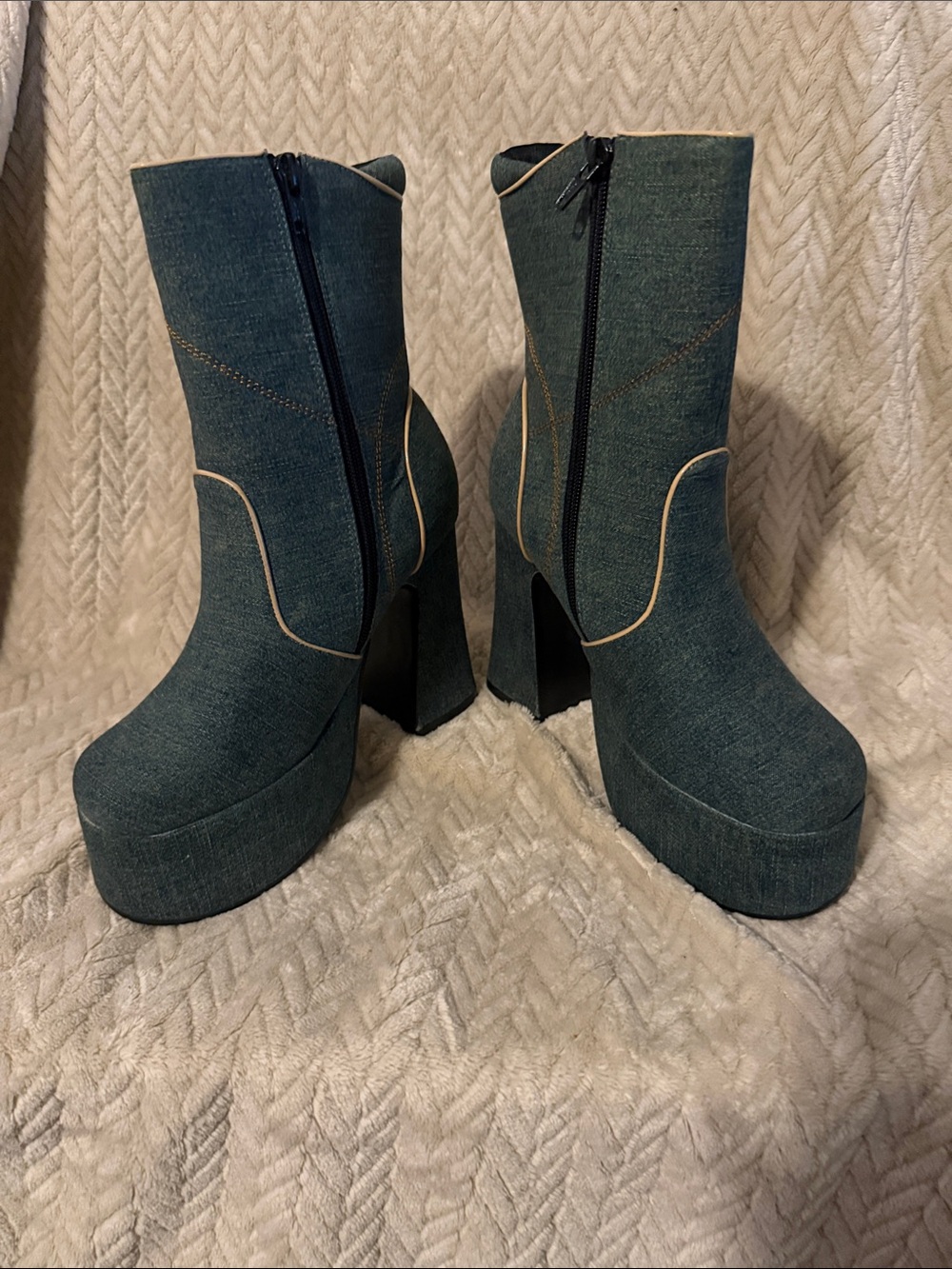 Vintage 90s Y2K Chunky Platform Denim Boots